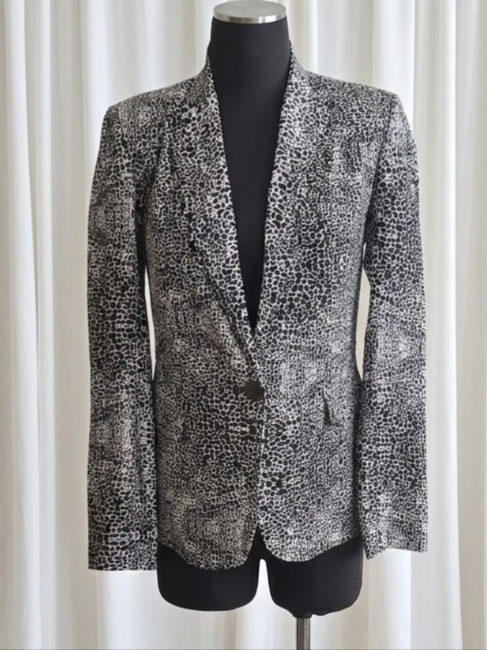 Kelly Wearstler Black and Ivory Leopard-Print Jacket